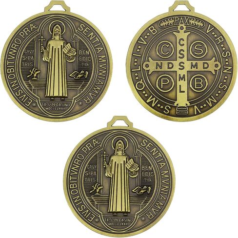 FREEBLOSS 3pcs Retro St. Benedict Cross Medal Pendant Ancient Green Medalla De San Benito for Home and Wall Hanger Car Accessories, 14×12.7cm/5.5 x 5in in Kuwait