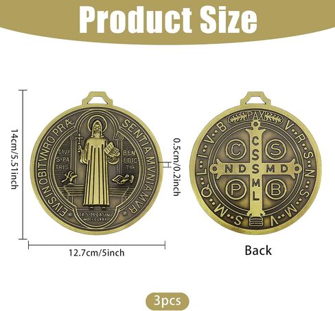FREEBLOSS 3pcs Retro St. Benedict Cross Medal Pendant Ancient Green Medalla De San Benito for Home and Wall Hanger Car Accessories, 14×12.7cm/5.5 x 5in in Kuwait