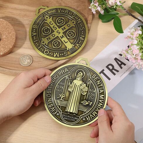 FREEBLOSS 3pcs Retro St. Benedict Cross Medal Pendant Ancient Green Medalla De San Benito for Home and Wall Hanger Car Accessories, 14×12.7cm/5.5 x 5in in Kuwait