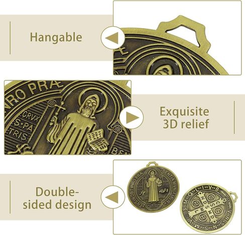 FREEBLOSS 3pcs Retro St. Benedict Cross Medal Pendant Ancient Green Medalla De San Benito for Home and Wall Hanger Car Accessories, 14×12.7cm/5.5 x 5in in Kuwait