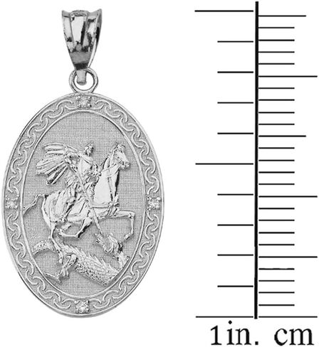 Fine 925 Sterling Silver Saint George Slaying the Dragon Oval Medal CZ Pendant (Small) in Saudi Arabia
