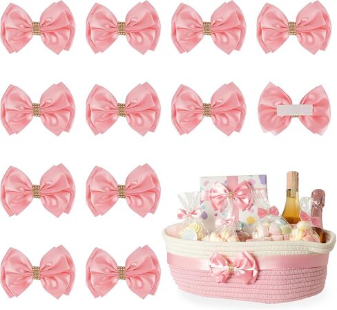 Gold Bows 4'' Premade Satin Ribbon Bow, Gift Bows with Rhinestone, Wrapping Bows for Presents, Greeting Cards, Treat Bags, Wine Bottles, Valentines Bows for Gift Wrapping-12 Counts in Saudi Arabia