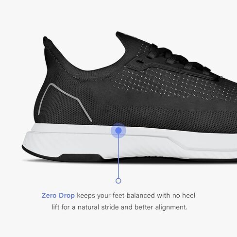 FLUX FOOTWEAR Adapt Bundle – Zero-Drop Running Shoes with Knit Upper & UltraFlex Midsole + 3-Pack Large No-Show Toe Socks – Lightweight, Breathable, and Versatile – Black/White - US Size 12.5 in Saudi Arabia