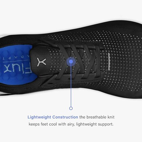 FLUX FOOTWEAR Adapt Bundle – Zero-Drop Running Shoes with Knit Upper & UltraFlex Midsole + 3-Pack Large No-Show Toe Socks – Lightweight, Breathable, and Versatile – Black/White - US Size 12.5 in Saudi Arabia