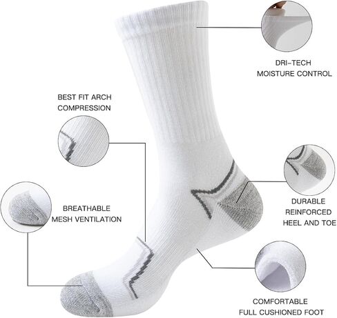 JOYNÉE 8 Pairs Mens Athletic Crew Cushion Socks Running socks Work Outdoor Sports Socks for Men High Calf Long Boot Socks in Kuwait