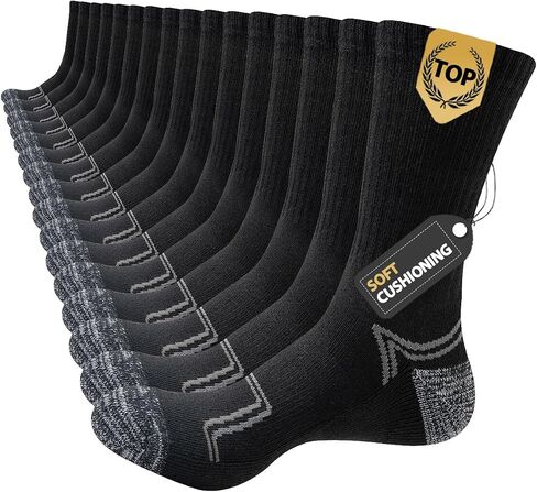 JOYNÉE 8 Pairs Mens Athletic Crew Cushion Socks Running socks Work Outdoor Sports Socks for Men High Calf Long Boot Socks in Kuwait