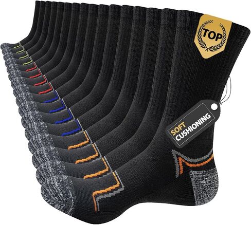 JOYNÉE 8 Pairs Mens Athletic Crew Cushion Socks Running socks Work Outdoor Sports Socks for Men High Calf Long Boot Socks in Kuwait