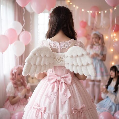 Lolita Angel Wings Backpack Cosplay Wings Plush Casual Bag Cosplay Props Bag White in Saudi Arabia