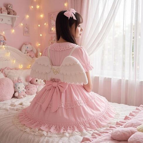 Lolita Angel Wings Backpack Cosplay Wings Plush Casual Bag Cosplay Props Bag White in Saudi Arabia