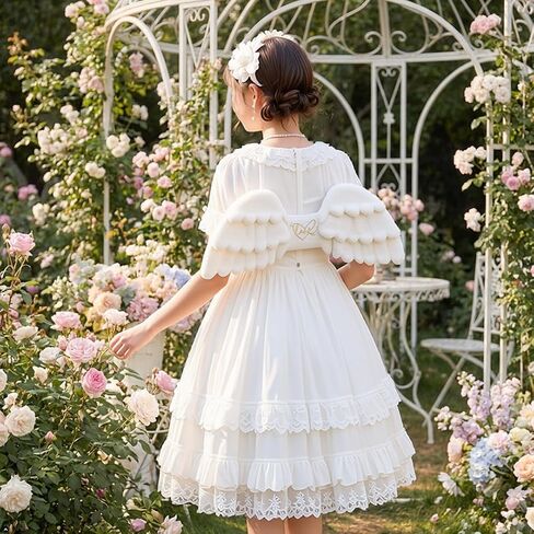 Lolita Angel Wings Backpack Cosplay Wings Plush Casual Bag Cosplay Props Bag White in Saudi Arabia