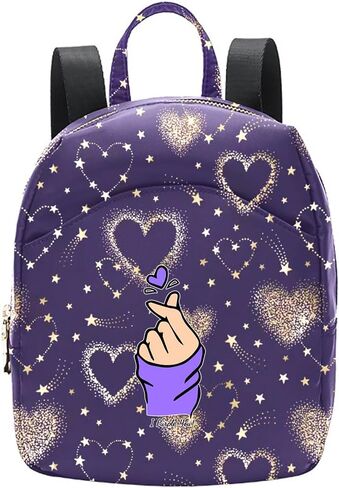 Mini Backpack for Women Light Weight Small Waterproof Backpack Purses Daily Pack (Love Heart I Purple you) in Saudi Arabia