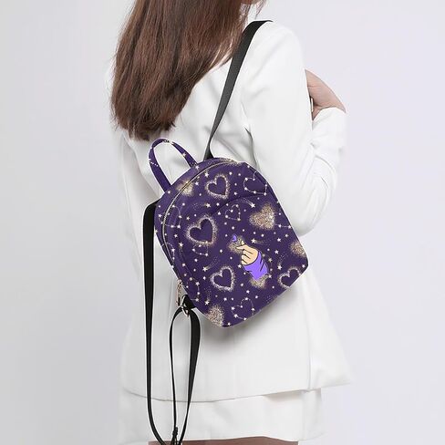 Mini Backpack for Women Light Weight Small Waterproof Backpack Purses Daily Pack (Love Heart I Purple you) in Saudi Arabia