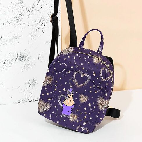 Mini Backpack for Women Light Weight Small Waterproof Backpack Purses Daily Pack (Love Heart I Purple you) in Saudi Arabia