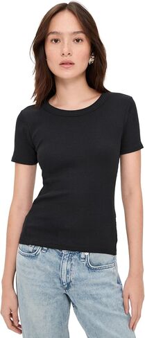 rag & bone Women's The Essential Rib Short Sleeve Crew Tee in Kuwait