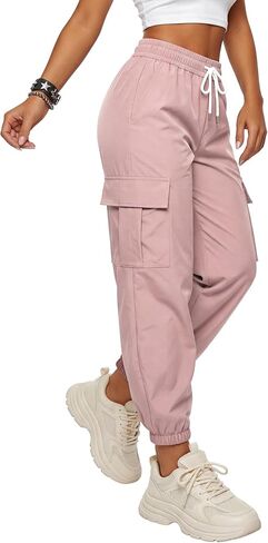 Vrtige Women's Cargo Joggers Pants Baggy Drawstring Parachute High Waisted Pants with Pockets in Saudi Arabia