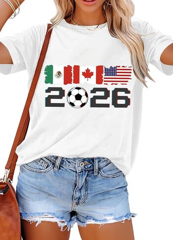 Soccer Cup 2026 Shirt for Women USA World Soccer Graphic T-Shirt Game Day Short Sleeve Tee Tops in Kuwait