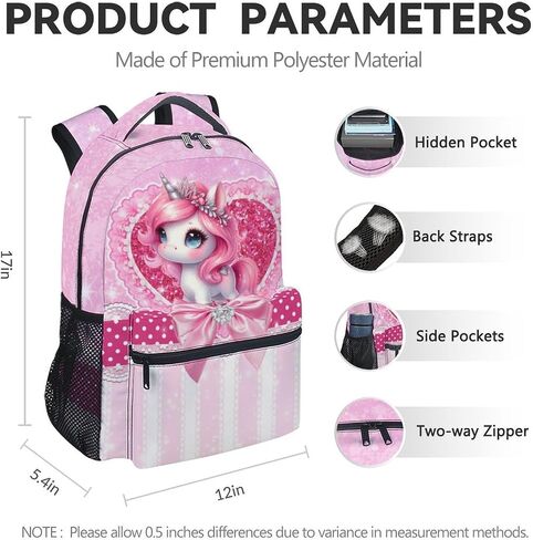 Backpack for Girls - 17 Inch Unicorn Backpacks for Girls 4-6, Cute Kids School Bookbag for Preschool Kindergarten in Saudi Arabia