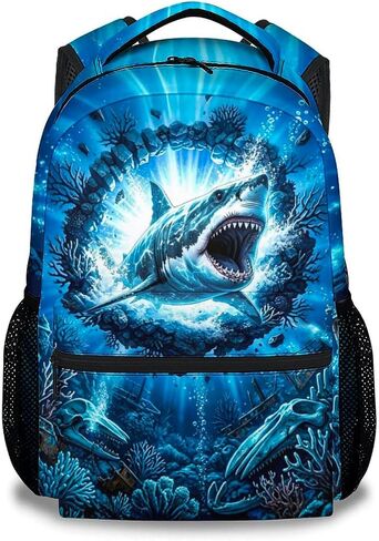 Kids Shark Backpack - 17 Inch Large Capacity Shark Lightweight Toddler Backpacks for Boys, Adjustable Schoolbags for Preschool Kindergarten in Saudi Arabia