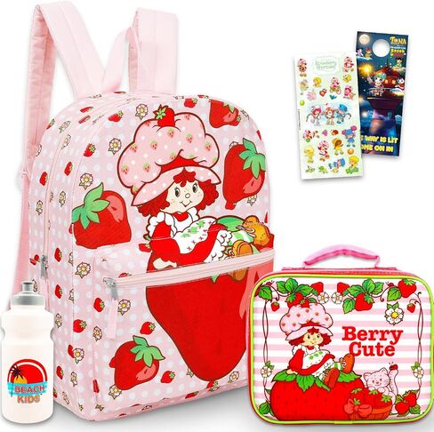 Strawberry Shortcake Backpack and Lunch Bag Set - Bundle with 16" Backpack, Lunchbox, Water Bottle, More | Strawberry Shortcake School Bag with Lunch Box for Girls in Saudi Arabia