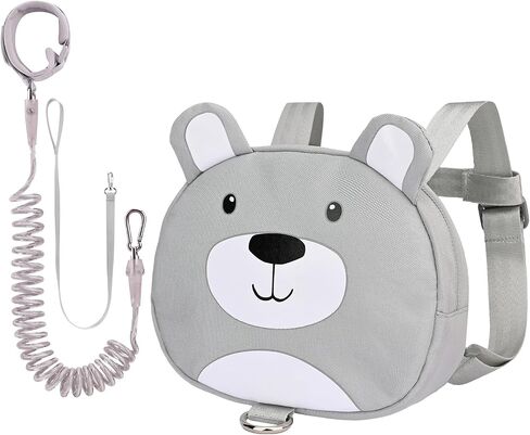 Bebamour Adorable Toddler Backpack Leash Safety Walking Harness Gray Bear Design With Wrist Link in Kuwait
