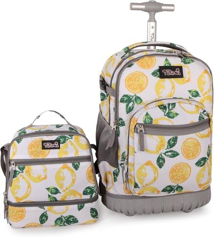 Tilami Rolling Backpack for Kids 19 inch with Lunch Bag Wheeled Laptop Backpack,Lemon in Kuwait