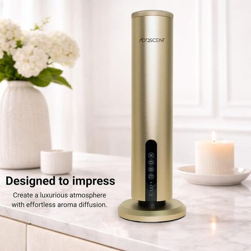 Waterless Fragrance Oil Diffuser Gold, 120ml Smart Timer, Bluetooth & Manual Control, Whisper Quiet Rechargeable Aroma Machine for Home Office Spa Hotel - 1500sqft - Fragrance Not Included in Saudi Arabia