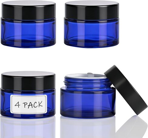 4oz Amber Glass Jars with Lids,Cosmetic Containers with Inner Liners for Creams, Lotions, Body Scrubs, Salve Jars,4 Pack in Saudi Arabia