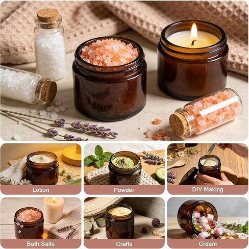 4oz Amber Glass Jars with Lids,Cosmetic Containers with Inner Liners for Creams, Lotions, Body Scrubs, Salve Jars,4 Pack in Saudi Arabia