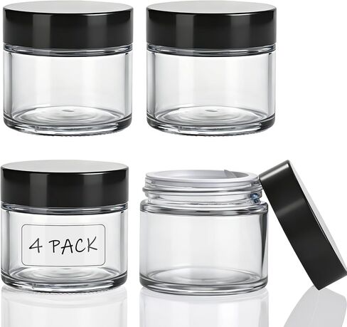 4oz Amber Glass Jars with Lids,Cosmetic Containers with Inner Liners for Creams, Lotions, Body Scrubs, Salve Jars,4 Pack in Saudi Arabia