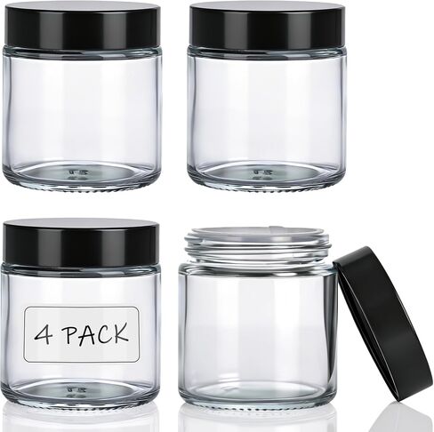 4oz Amber Glass Jars with Lids,Cosmetic Containers with Inner Liners for Creams, Lotions, Body Scrubs, Salve Jars,4 Pack in Saudi Arabia