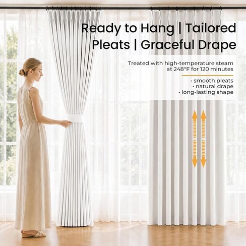 Topfinel Pinch Pleated Curtains Blackout 84 Inch 2 Panels Set, Dual Layer Natural Linen 100% Blackout Panels for Bedroom Living Room, Neutral Farmhouse Aesthetic Beige White Drapes 40" W*84" L in Saudi Arabia