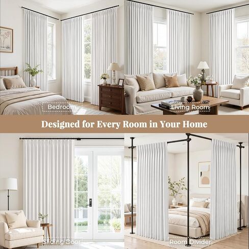 Topfinel Pinch Pleated Curtains Blackout 84 Inch 2 Panels Set, Dual Layer Natural Linen 100% Blackout Panels for Bedroom Living Room, Neutral Farmhouse Aesthetic Beige White Drapes 40" W*84" L in Saudi Arabia