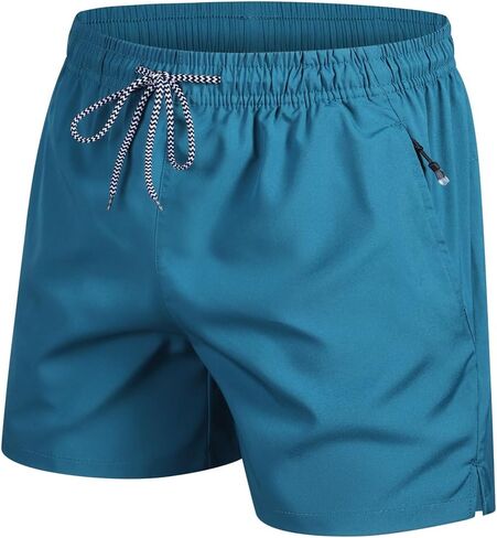 Men's Quick Dry Athletic Shorts, Casual Workout Shorts with Zipper Pockets & Adjustable Drawstring in Kuwait