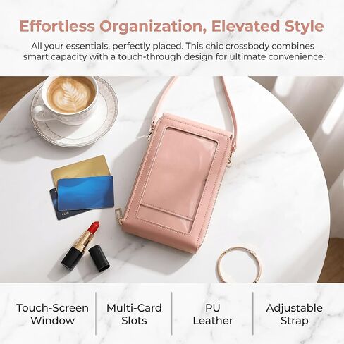 Anti Theft Leather Bag, Touch Screen Crossbody Phone Purse for Women, Small Cell Phone Purse Wallet with RFID Blocking in Kuwait