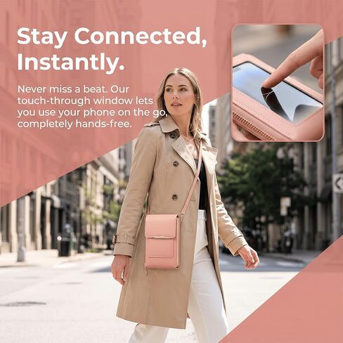 Anti Theft Leather Bag, Touch Screen Crossbody Phone Purse for Women, Small Cell Phone Purse Wallet with RFID Blocking in Kuwait