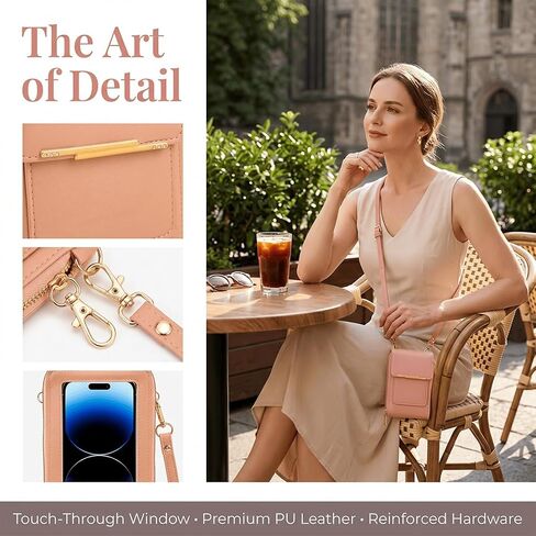 Anti Theft Leather Bag, Touch Screen Crossbody Phone Purse for Women, Small Cell Phone Purse Wallet with RFID Blocking in Kuwait