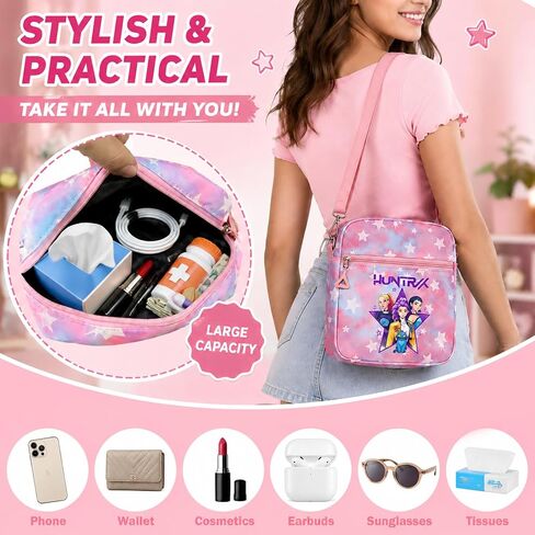 Kawaii Crossbody Bag with Adjustable Shoulder Straps Cute Shoulder Bag with Zipper for Girl Women Birthday Gifts in Kuwait