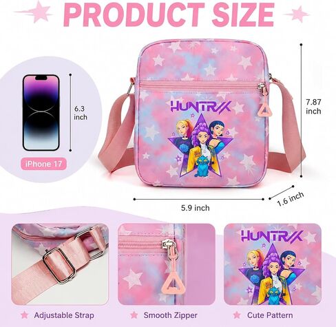 Kawaii Crossbody Bag with Adjustable Shoulder Straps Cute Shoulder Bag with Zipper for Girl Women Birthday Gifts in Kuwait