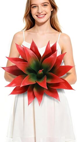 Wertuirk 28 Inch Artificial Agave Plant Set of 2, Realistic Faux Succulents with Vibrant Color, UV Resistant Fall Fake Plants for Indoor Outdoor, Home, Garden Decor (Red×2, Extra Large) in Saudi Arabia