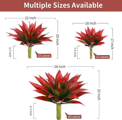 Wertuirk 28 Inch Artificial Agave Plant Set of 2, Realistic Faux Succulents with Vibrant Color, UV Resistant Fall Fake Plants for Indoor Outdoor, Home, Garden Decor (Red×2, Extra Large) in Saudi Arabia