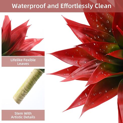 Wertuirk 28 Inch Artificial Agave Plant Set of 2, Realistic Faux Succulents with Vibrant Color, UV Resistant Fall Fake Plants for Indoor Outdoor, Home, Garden Decor (Red×2, Extra Large) in Saudi Arabia