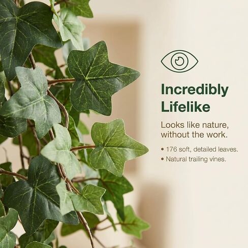 Larksilk 13" Artificial English Ivy Plant – Faux Greenery with 176 Leaves for Hanging Baskets, Window Boxes, Indoor Decor, Outdoor Planters, Home and Event Decorations – UV Resistant & Lifelike in Saudi Arabia