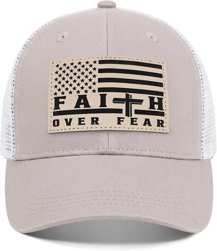 Faith Over Fear Christian Hats for Men Women, American Flag Trucker Hat, Religious Gifts for Thanksgiving Christmas in Saudi Arabia