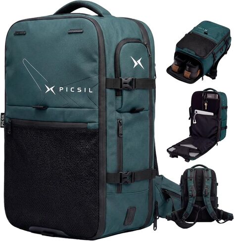PICSIL Horizon Travel Backpack – Expandable 26L-33L Carry-On with Waterproof Laptop Compartment for 15 & 15.6'', Shoe Storage, and Personal Item Bag - Moonless in Saudi Arabia