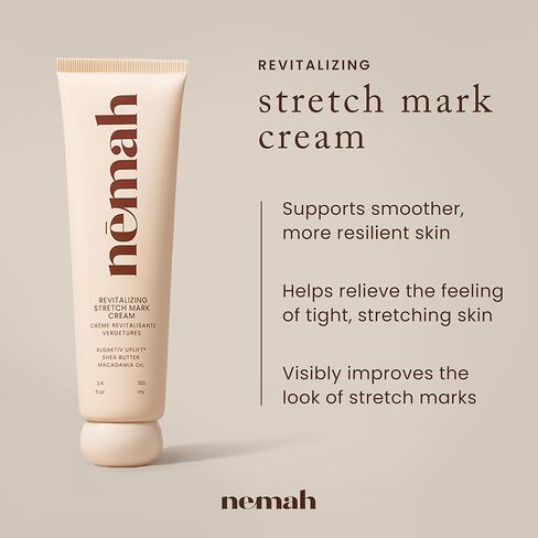 Revitalizing Stretch Mark Cream, Ultra-Hydrating Stretch Mark Cream for Pregnancy, Postpartum and Pregnancy Essentials, Vegan Cream with Vanistryl, Shea Butter, and Macadamia Oil, 100 g - Nēmah in Kuwait