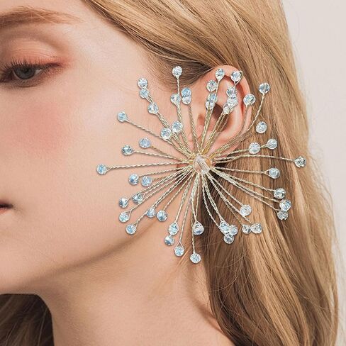 Pair Of Exaggerated Bridal Earrings For Wedding Featuring Crystals And Handmade Detail Ensuring Comfort in Saudi Arabia