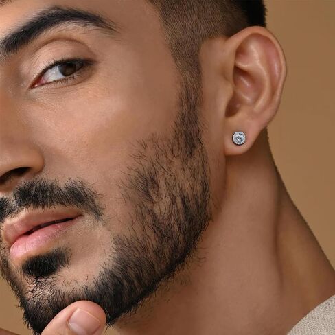 RIOSO 8 Pairs Stainless Steel Stud Earrings for Men Women Silver Black Hypoallergenic Square Ear Studs Inlaid Cubic Zirconia Men’s Earrings Set in Saudi Arabia