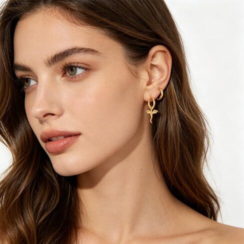 4 PCS Dragon Earrings Set, Flying Dragon Design in Gold and White,Dragon Jewelry for Fantasy Enthusiasts and Everyday Wear in Saudi Arabia