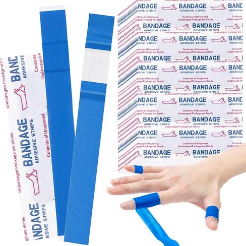 100 Pcs Blue Metal Detectable Bandage Fingertip Waterproof Flexible Bandages Food Service Non-Stick Pad Latex Free for Catering First Aid Kit Wound Care in Saudi Arabia