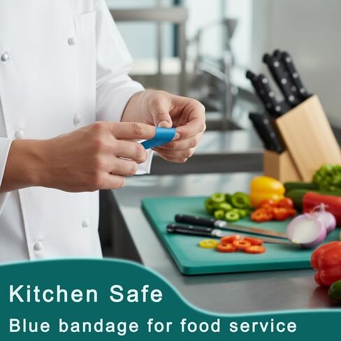 100 Pcs Blue Metal Detectable Bandage Fingertip Waterproof Flexible Bandages Food Service Non-Stick Pad Latex Free for Catering First Aid Kit Wound Care in Saudi Arabia